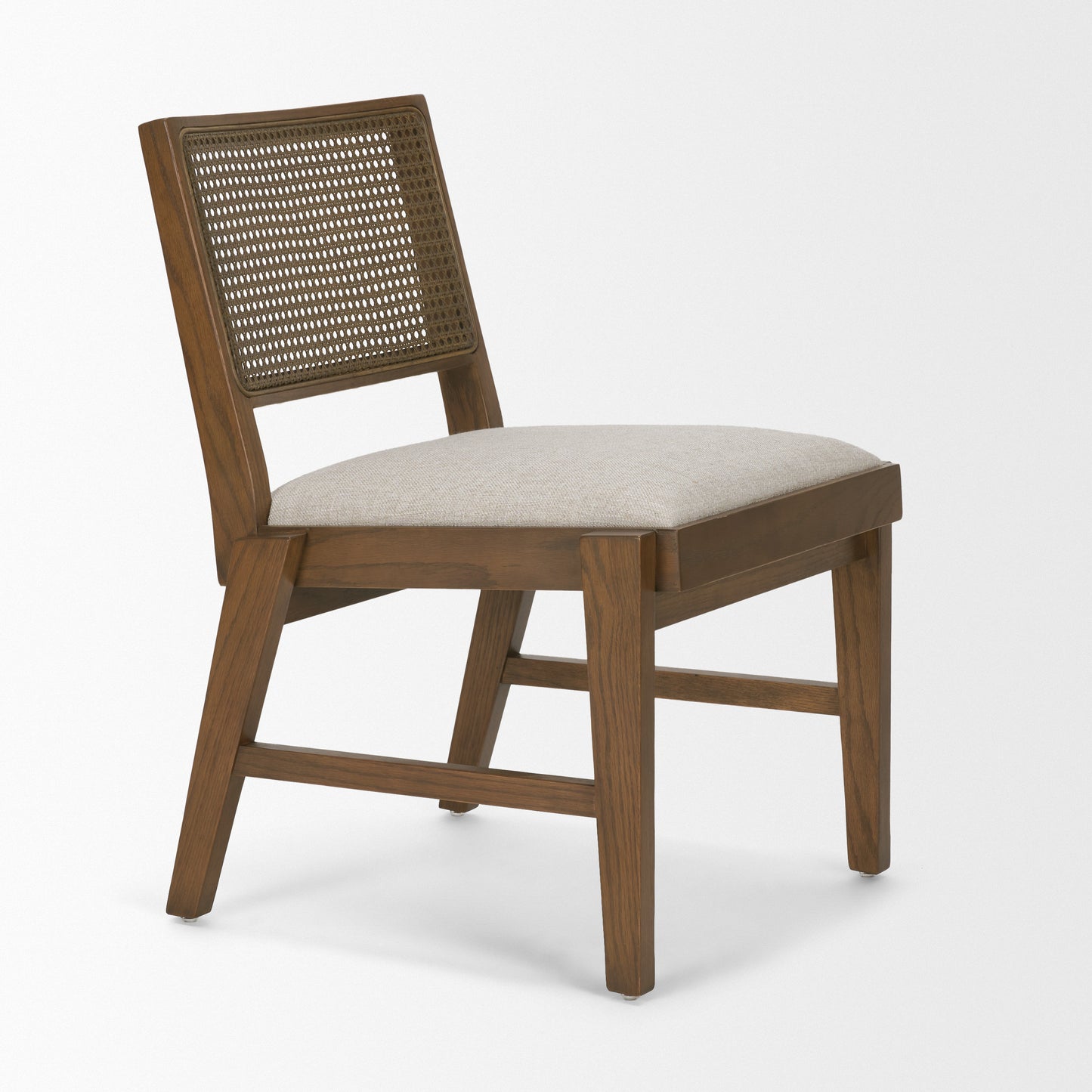 Reid Oak Frame Cane Back Cream Upholstered Dining Chair Set of 2