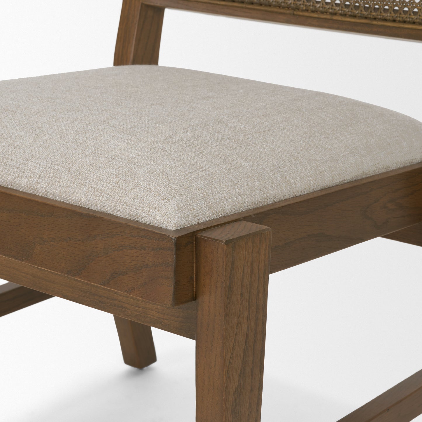 Reid Oak Frame Cane Back Cream Upholstered Dining Chair Set of 2