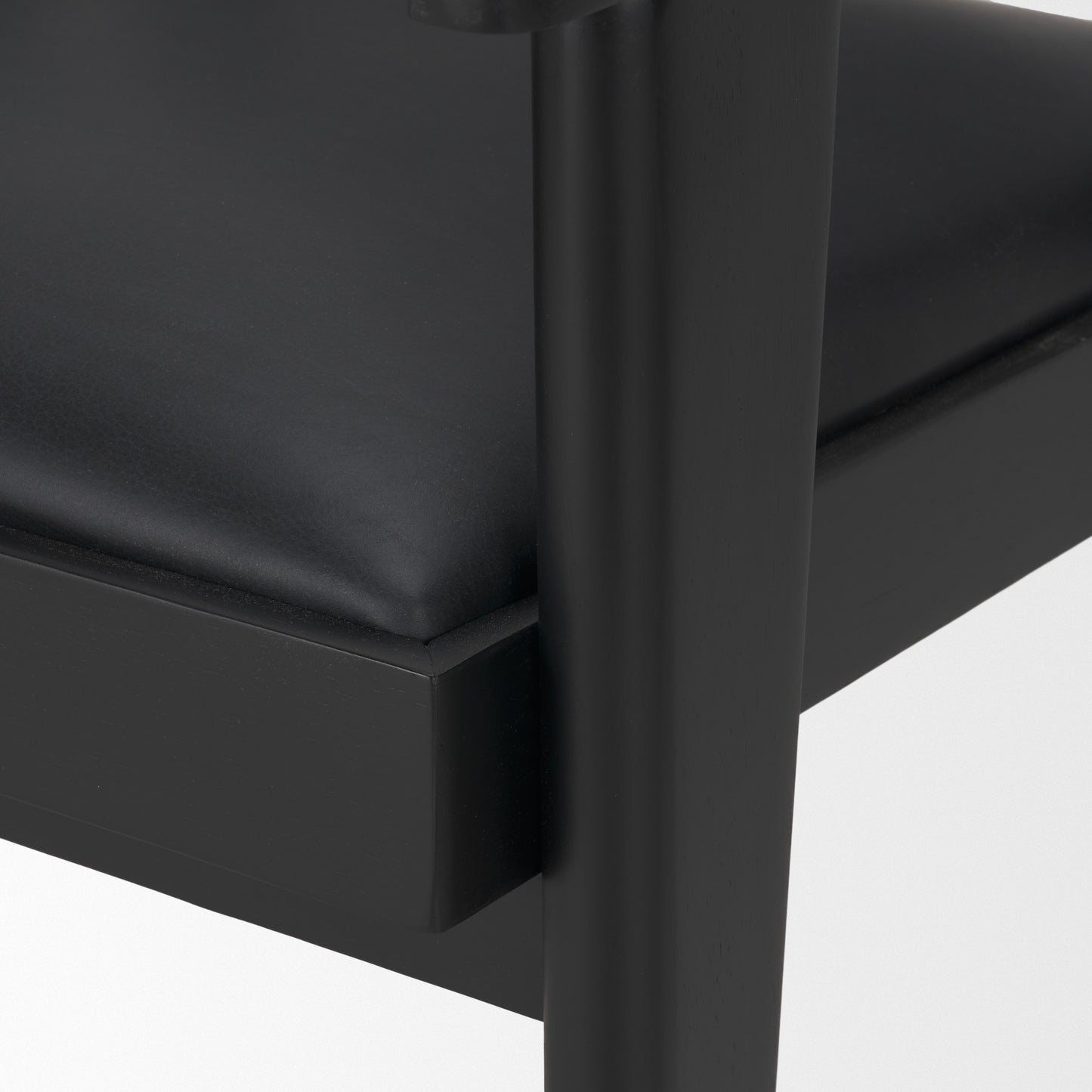 Reid Black Cane and Black Leather Dining Armchair