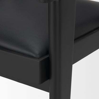 Reid Black Cane and Black Leather Dining Armchair