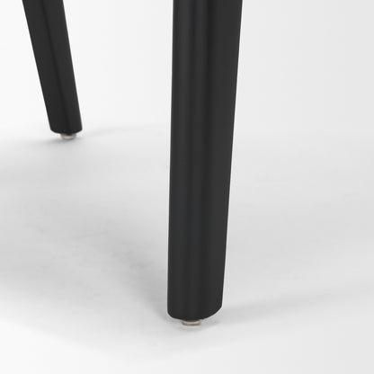 Reid Black Cane and Black Leather Dining Armchair
