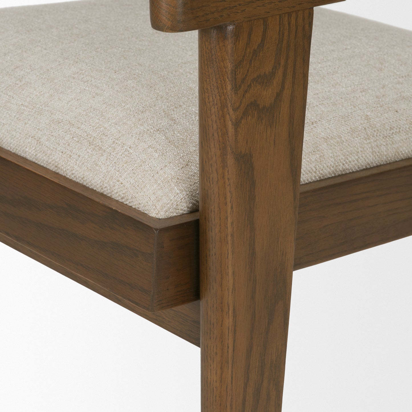 Reid Brown Cane and Cream Fabric Dining Armchair