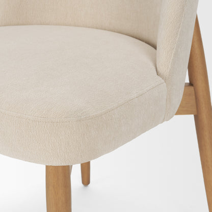 Abbie Curved Back Oatmeal Fabric Dining Side Chair - Set of 2