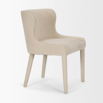 Nolan Armless Cream Chenille Wingback Dining Chair Set of 2