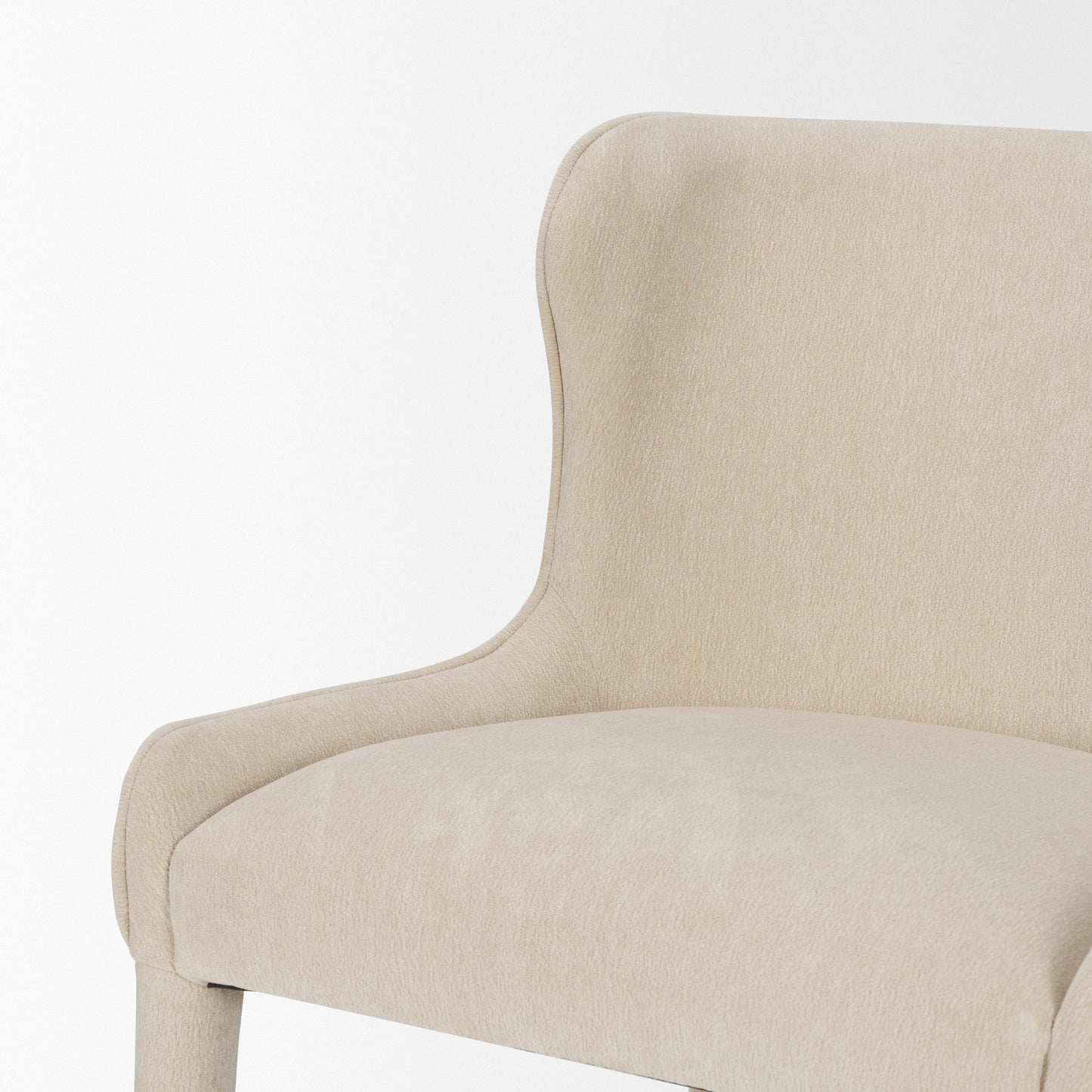 Nolan Armless Cream Chenille Wingback Dining Chair Set of 2