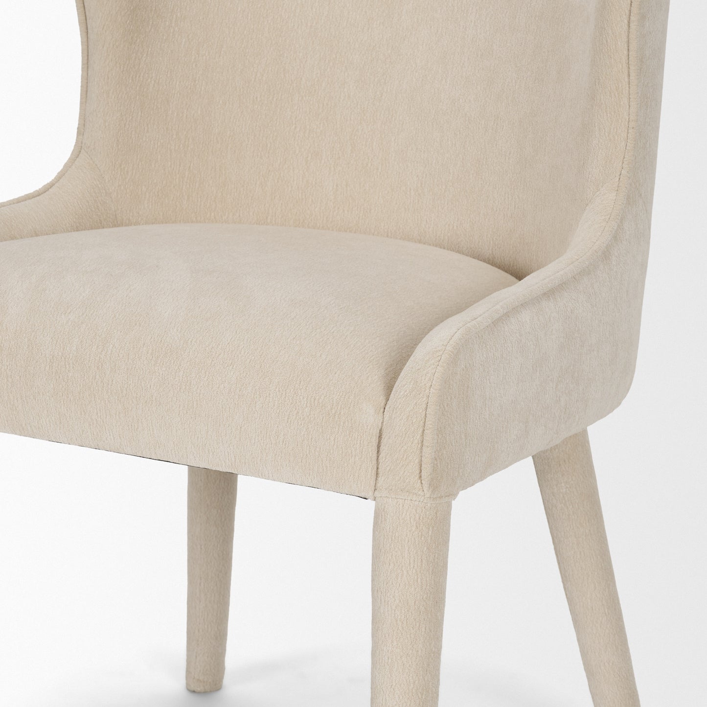 Nolan Armless Cream Chenille Wingback Dining Chair Set of 2