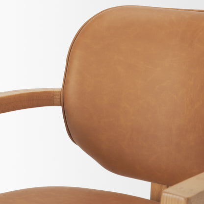 Carlisle Tan Leather Tripod Frame Dining Armchair