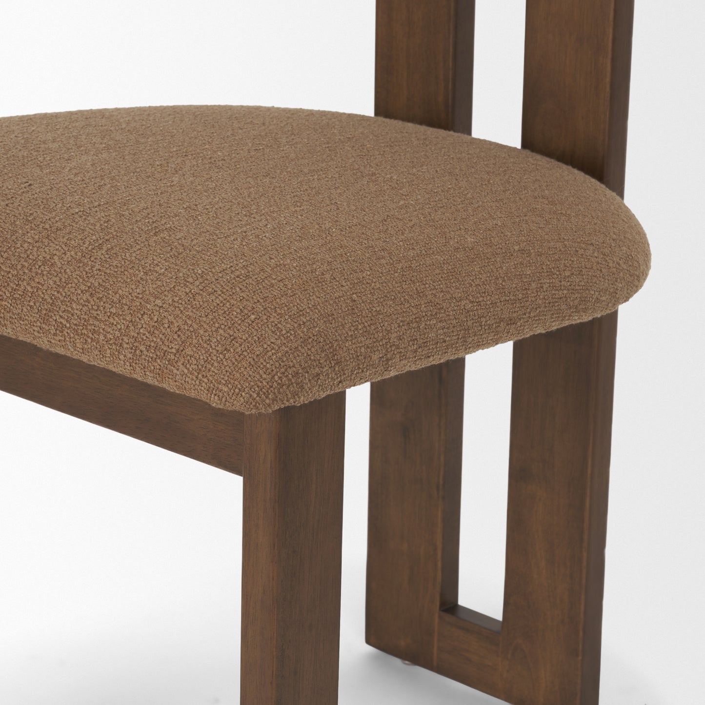 Tribeca Curve Open Back Mocha Fabric Tripod Frame Dining Chair Set of 2