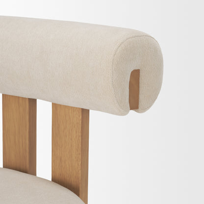 Tribeca Curve Open Back Cream Chenille Dining Chair Set of 2