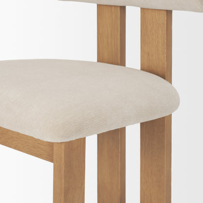 Tribeca Curve Open Back Cream Chenille Dining Chair Set of 2