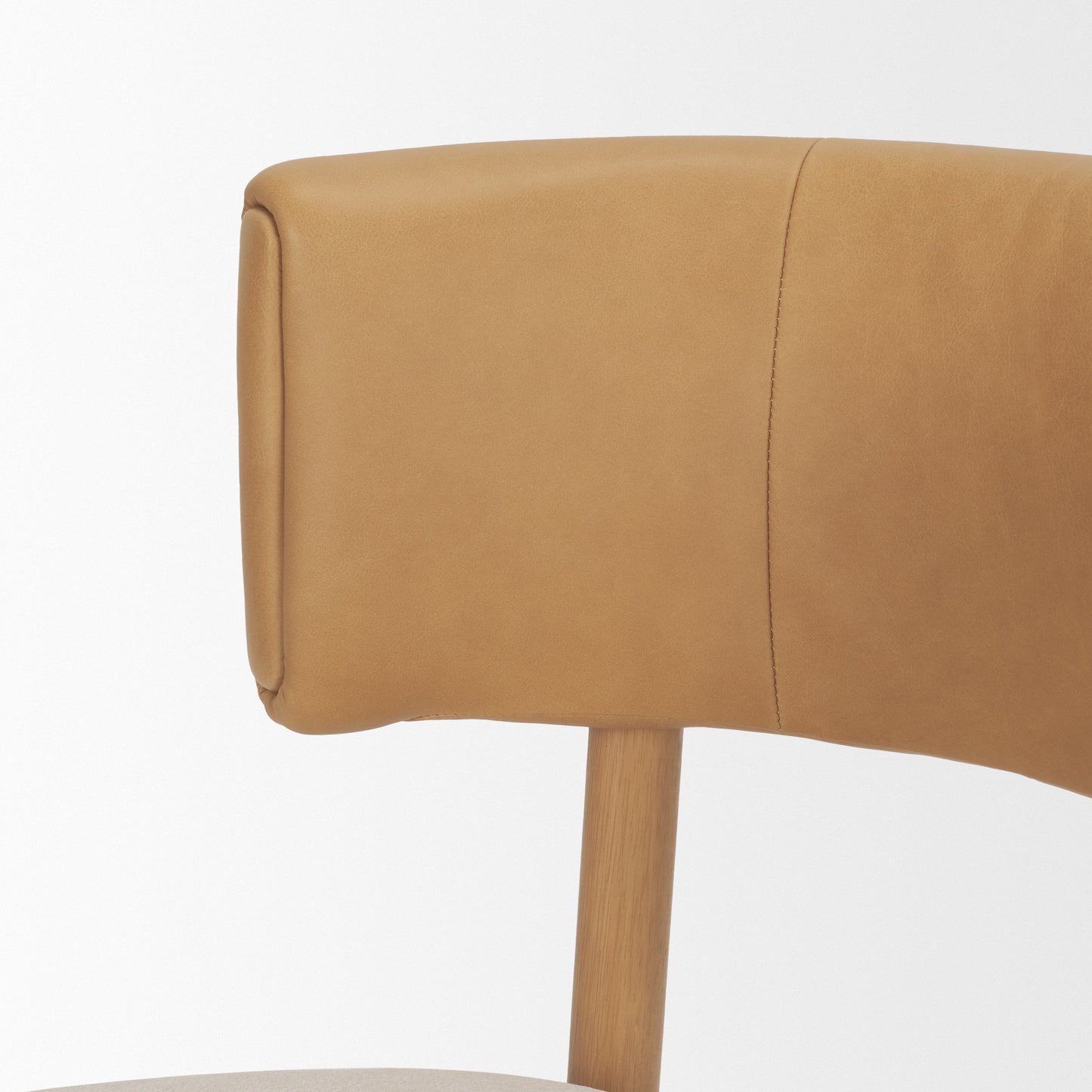 Motley Cream Fabric Seat and Tan Leather Back Dining Chair Set of 2