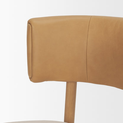 Motley Cream Fabric Seat and Tan Leather Back Dining Chair Set of 2