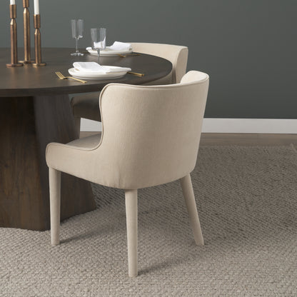 Nolan Armless Cream Chenille Wingback Dining Chair Set of 2