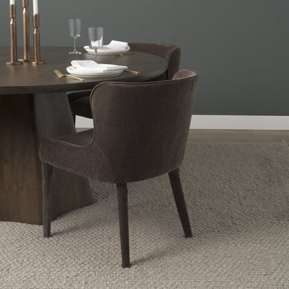 Nolan Slope Charcoal Chenille Dining Chair Set of 2