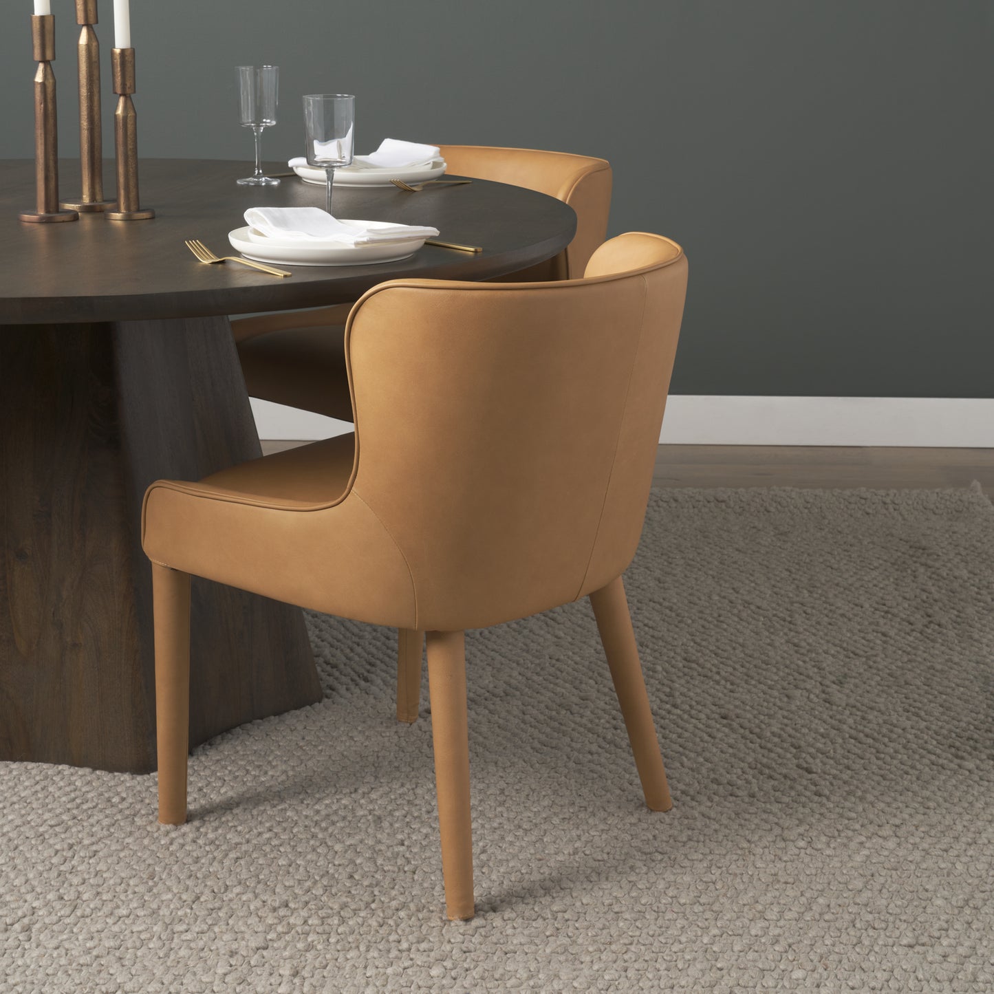 Nolan Full‑Leather Curved Back Dining Chair Set of 2