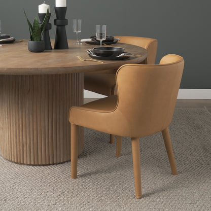 Nolan Full‑Leather Curved Back Dining Chair Set of 2