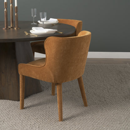 Nolan Rust Chenille Slope Dining Chair -Set of 2