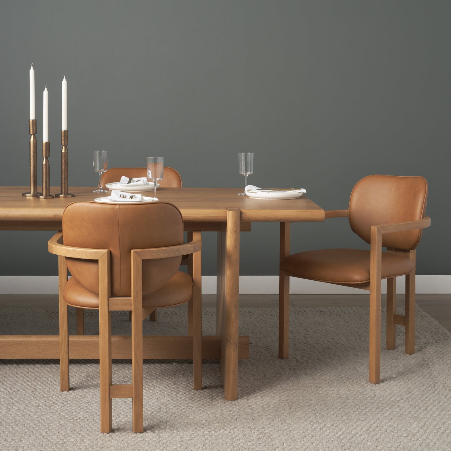 Carlisle Tan Leather Tripod Frame Dining Armchair
