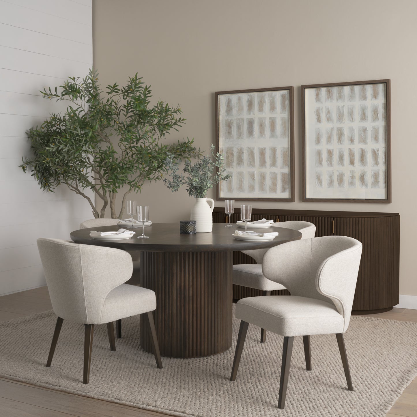 Terra Fluted Dining Table with Niles Chairs and Terra Sideboard