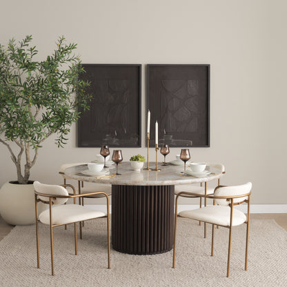 Parker Cream Upholstered Dining Chair with Gold Frame Set of 2