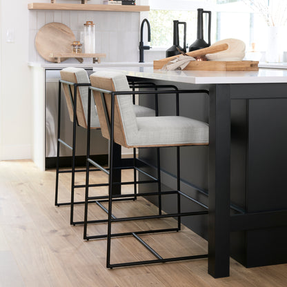 Stamford Wood Back Metal Frame Counter Stool