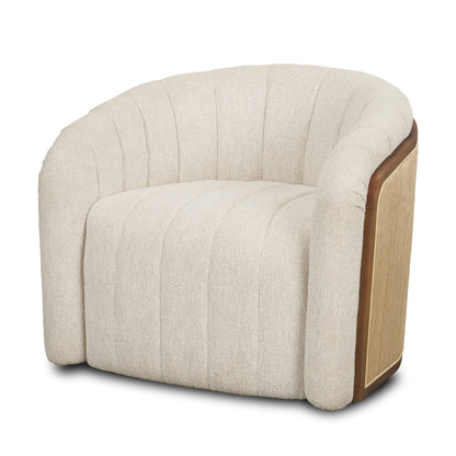 Fonda Cream Fabric w/ Natural Jute Swivel Accent Chair
