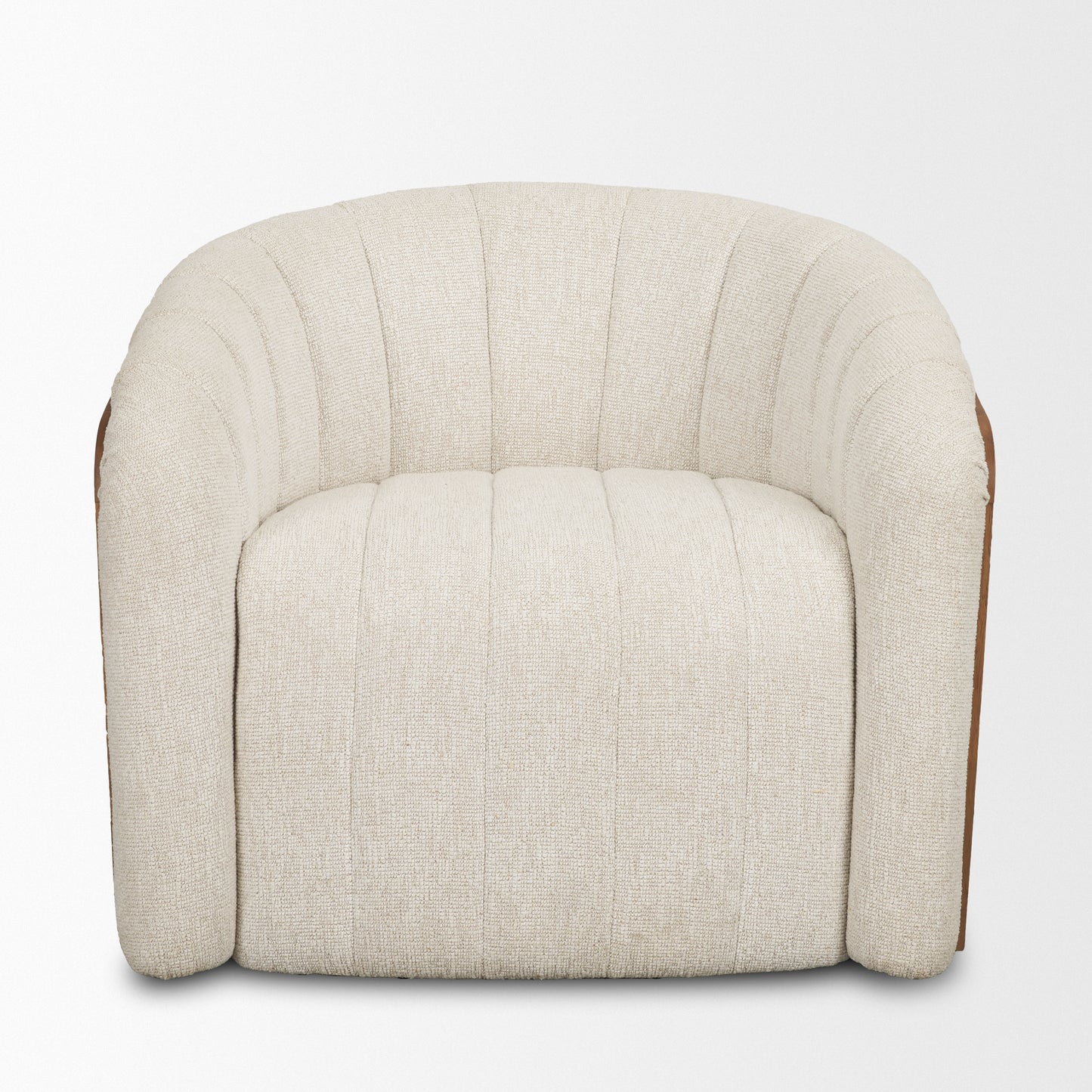 Fonda Cream Fabric w/ Natural Jute Swivel Accent Chair