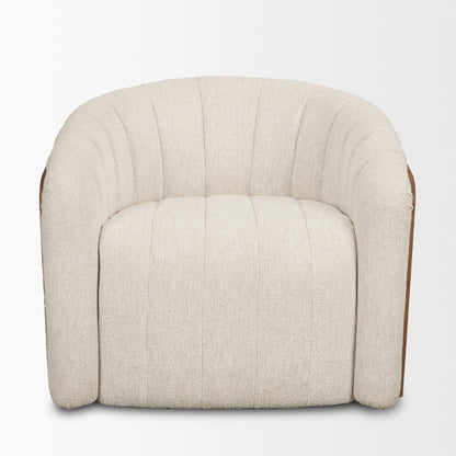 Fonda Cream Fabric w/ Natural Jute Swivel Accent Chair