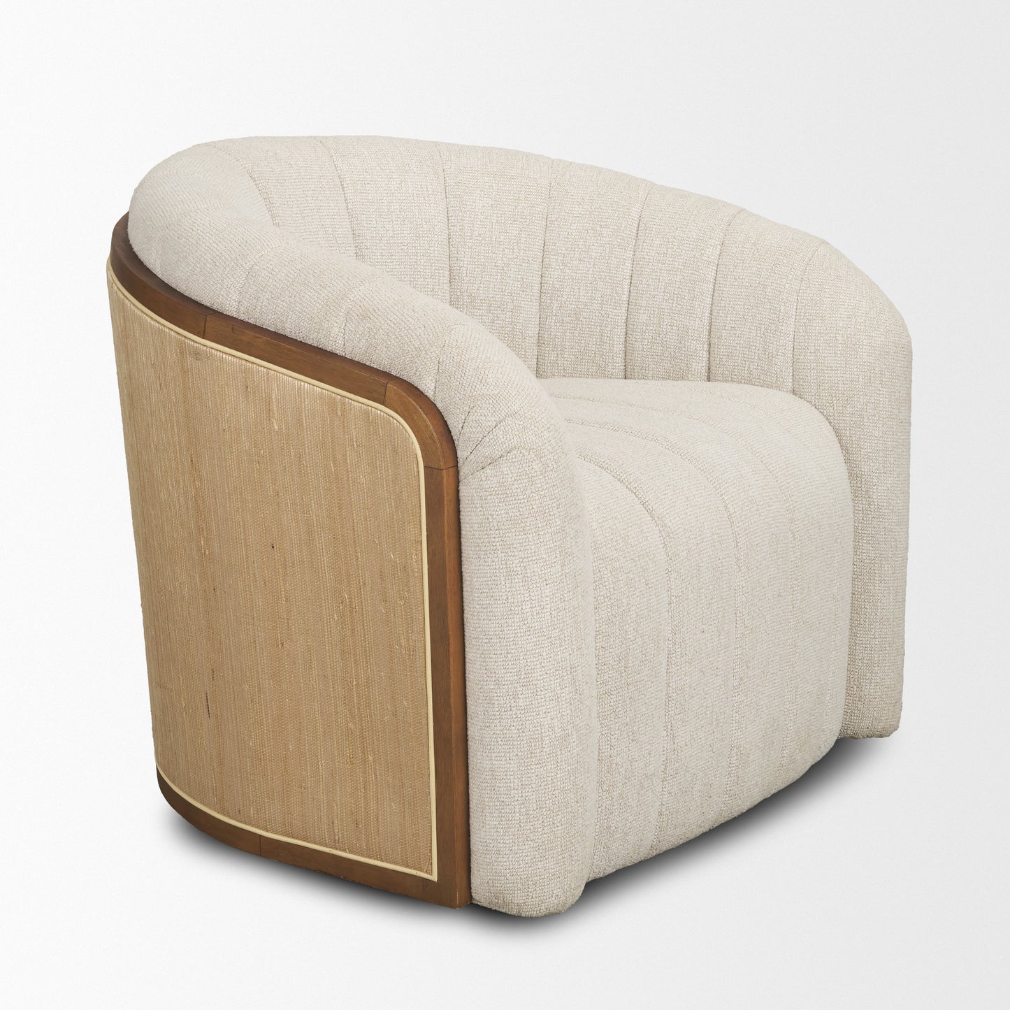 Fonda Cream Fabric w/ Natural Jute Swivel Accent Chair