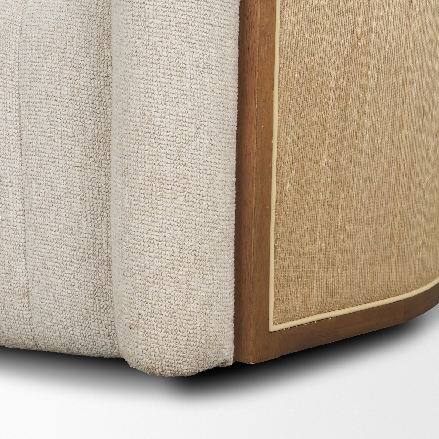 Fonda Cream Fabric w/ Natural Jute Swivel Accent Chair