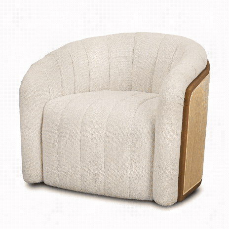 Fonda Cream Fabric w/ Natural Jute Swivel Accent Chair