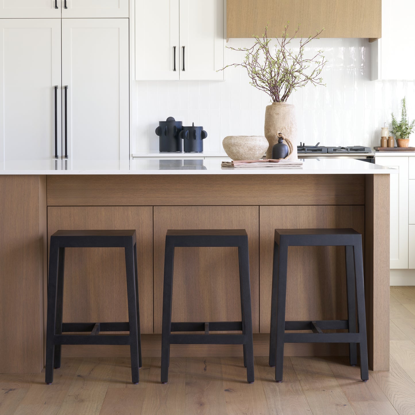 Colony Black‑Brown Solid Wood Counter Stool