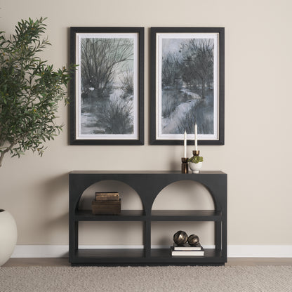 Bela 54 Inch Matte Black Solid Wood Arched Console Table