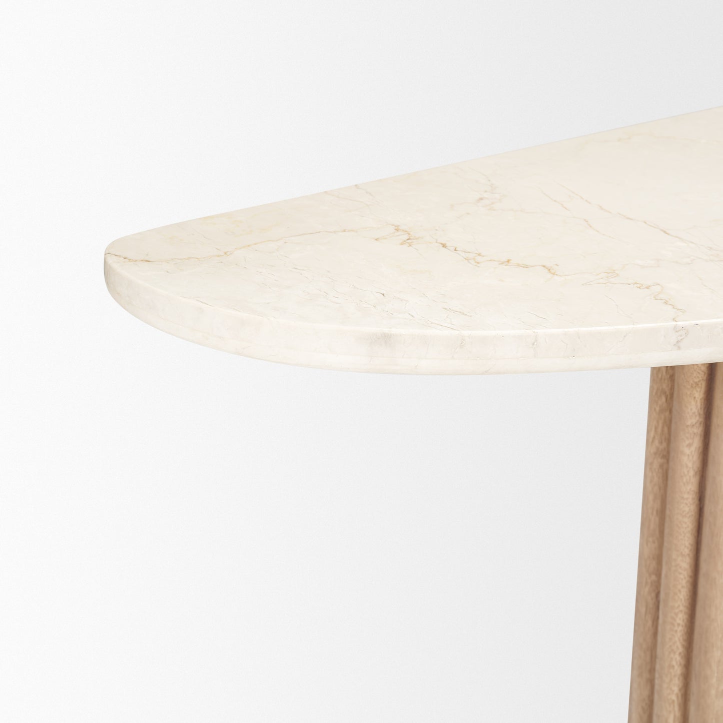 Marbrello Botticino Marble Top Light Brown Fluted Wood Console