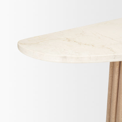 Marbrello Botticino Marble Top Light Brown Fluted Wood Console
