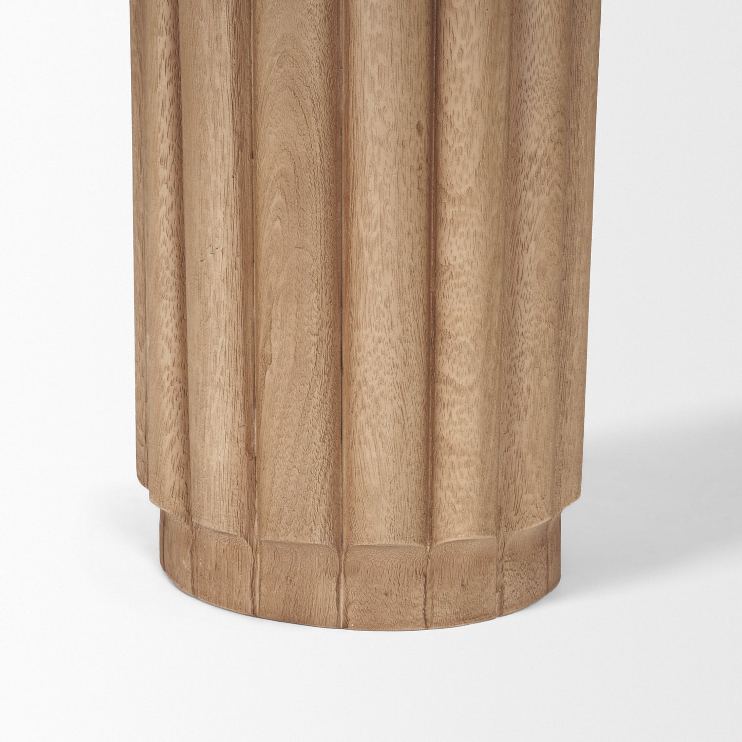 Marbrello Botticino Marble Top Light Brown Fluted Wood Console