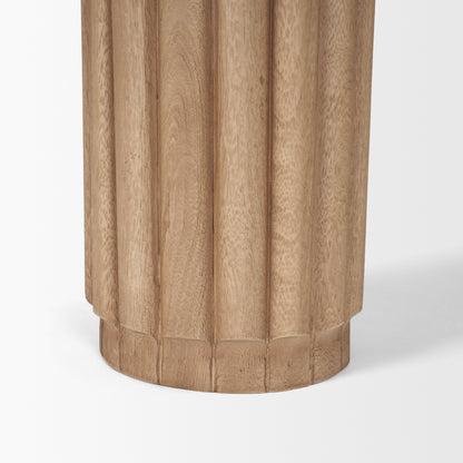Marbrello Botticino Marble Top Light Brown Fluted Wood Console