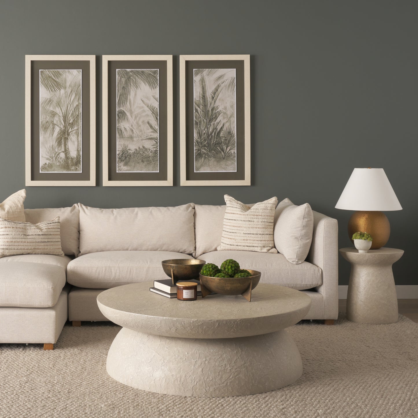 Mesa 48 Inch Round Stone Finish Coffee Table