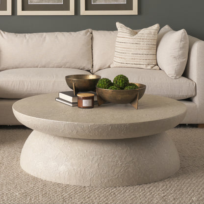 Mesa 48 Inch Round Stone Finish Coffee Table