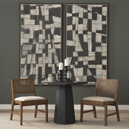 Reid Oak Frame Cane Back Cream Upholstered Dining Chair Set of 2