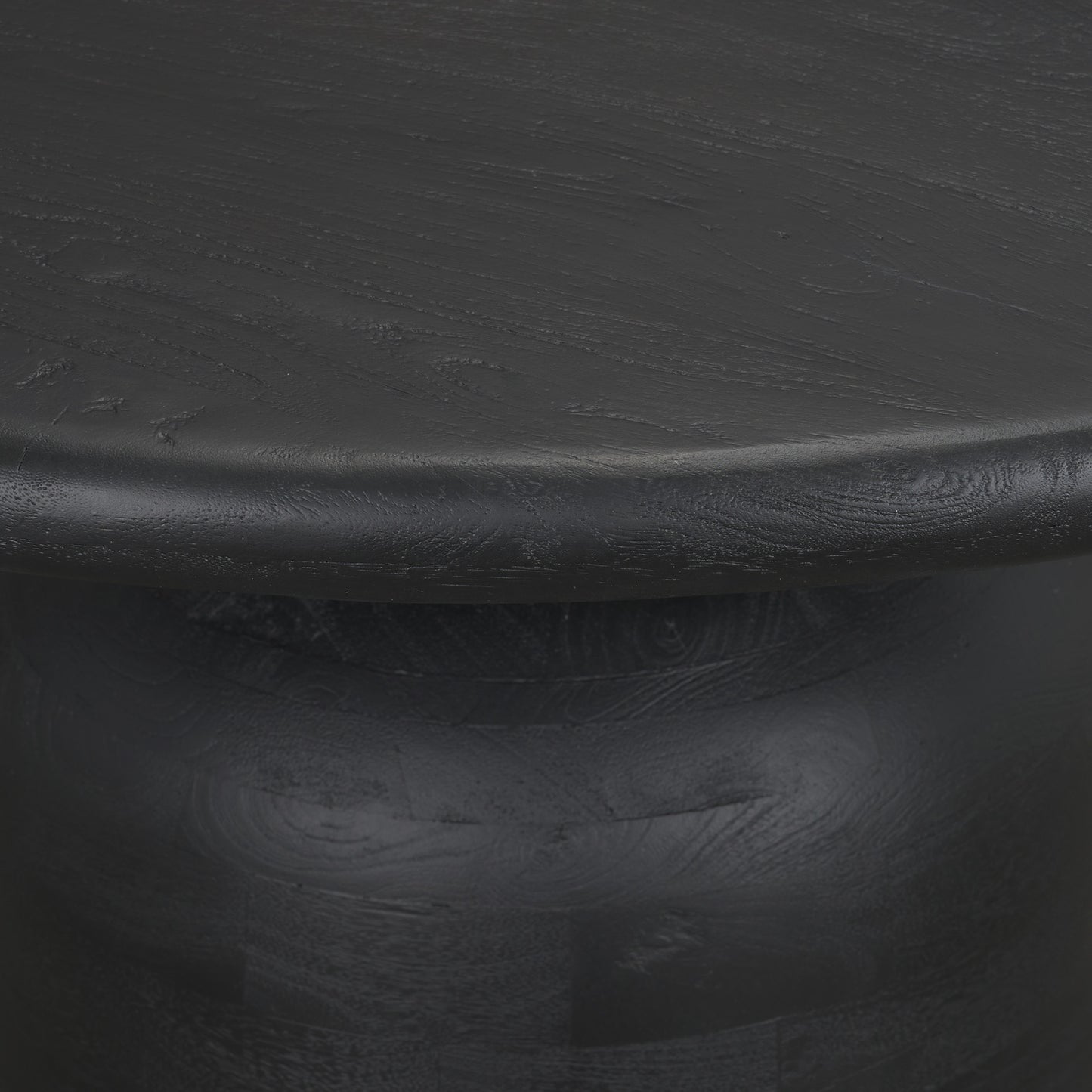 Atlas Black Wood Round Dining Table with Stacked Pedestal