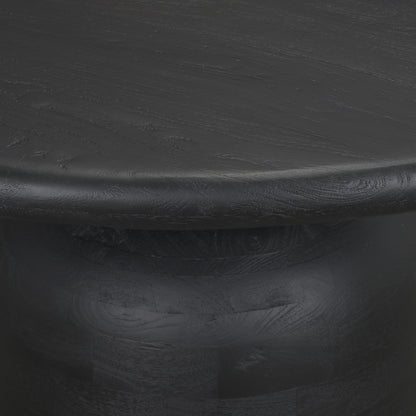 Atlas Black Wood Round Dining Table with Stacked Pedestal