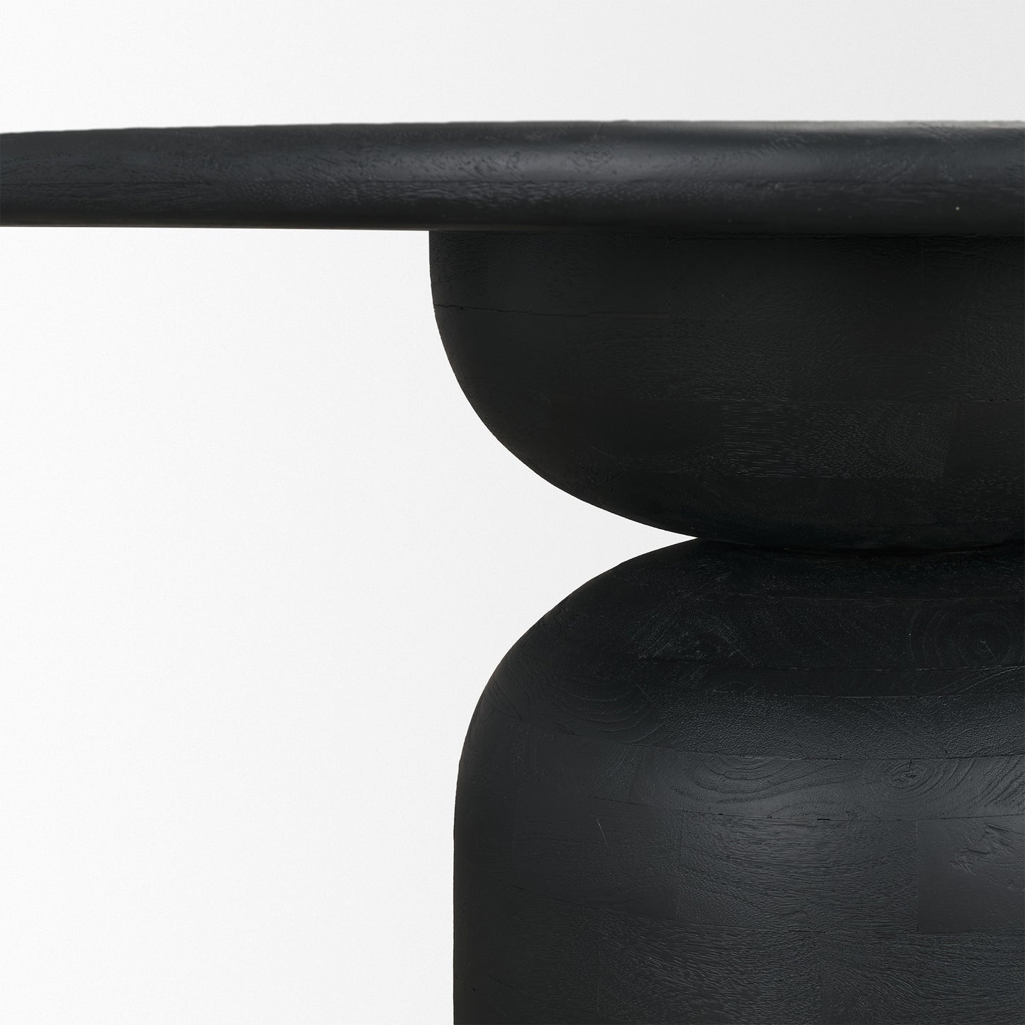 Atlas Black Wood Round Dining Table with Stacked Pedestal