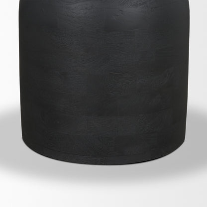Atlas Black Wood Round Dining Table with Stacked Pedestal