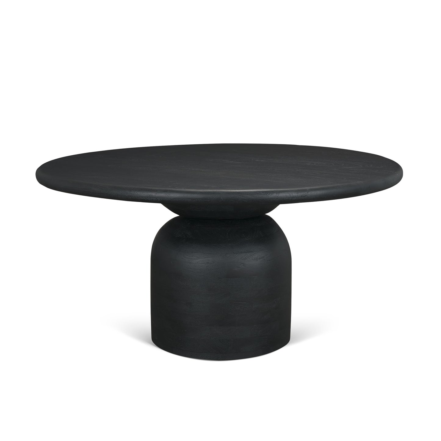 Atlas Black Wood Round Dining Table with Stacked Pedestal