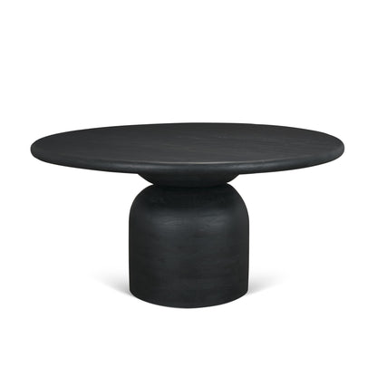 Atlas Black Wood Round Dining Table with Stacked Pedestal