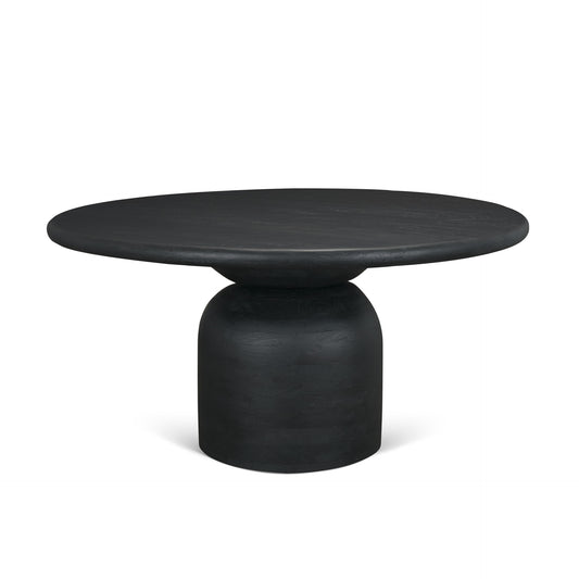 Atlas Black Wood Round Dining Table with Stacked Pedestal