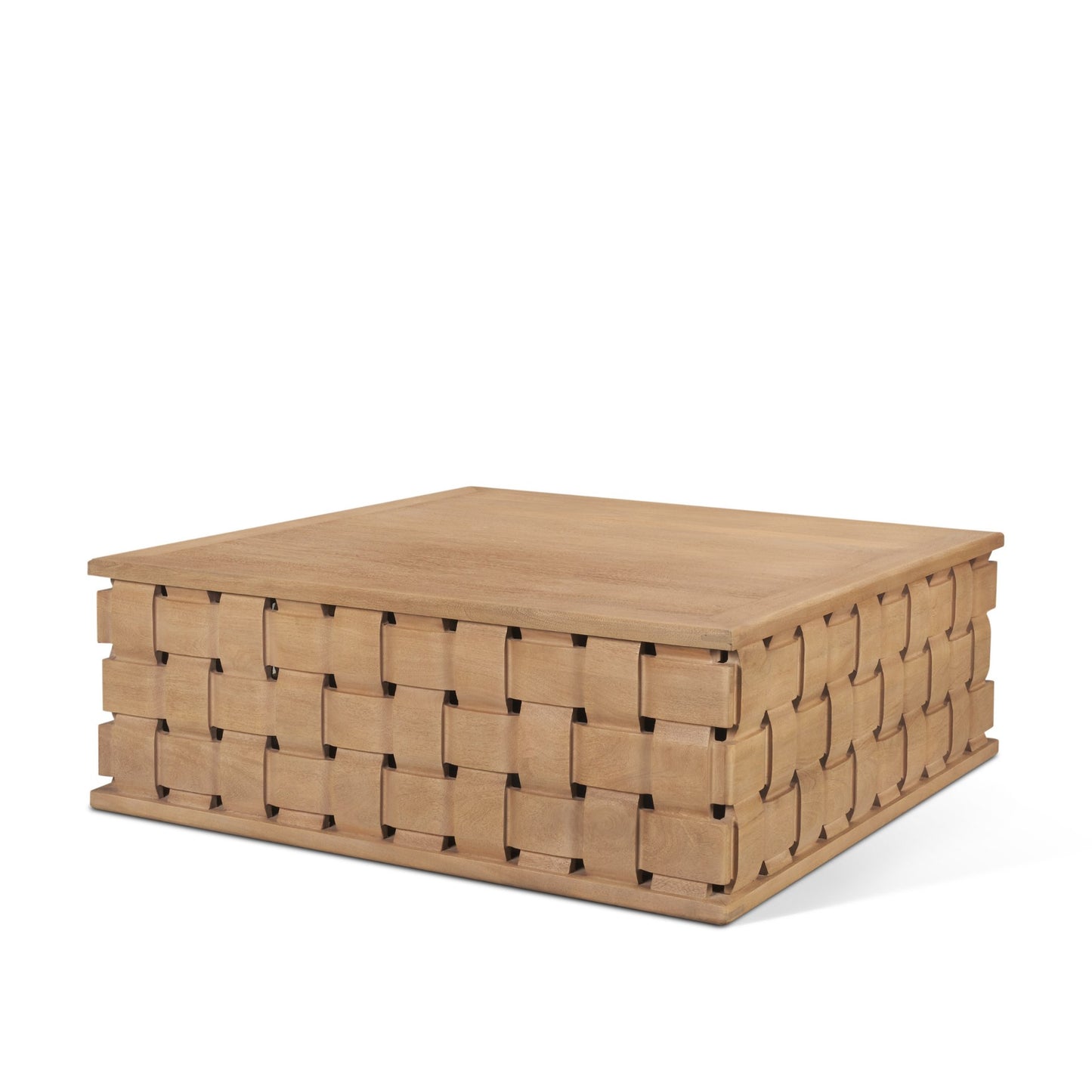 Trellyn 48" Light Brown Wood Carved Base Square Coffee Table