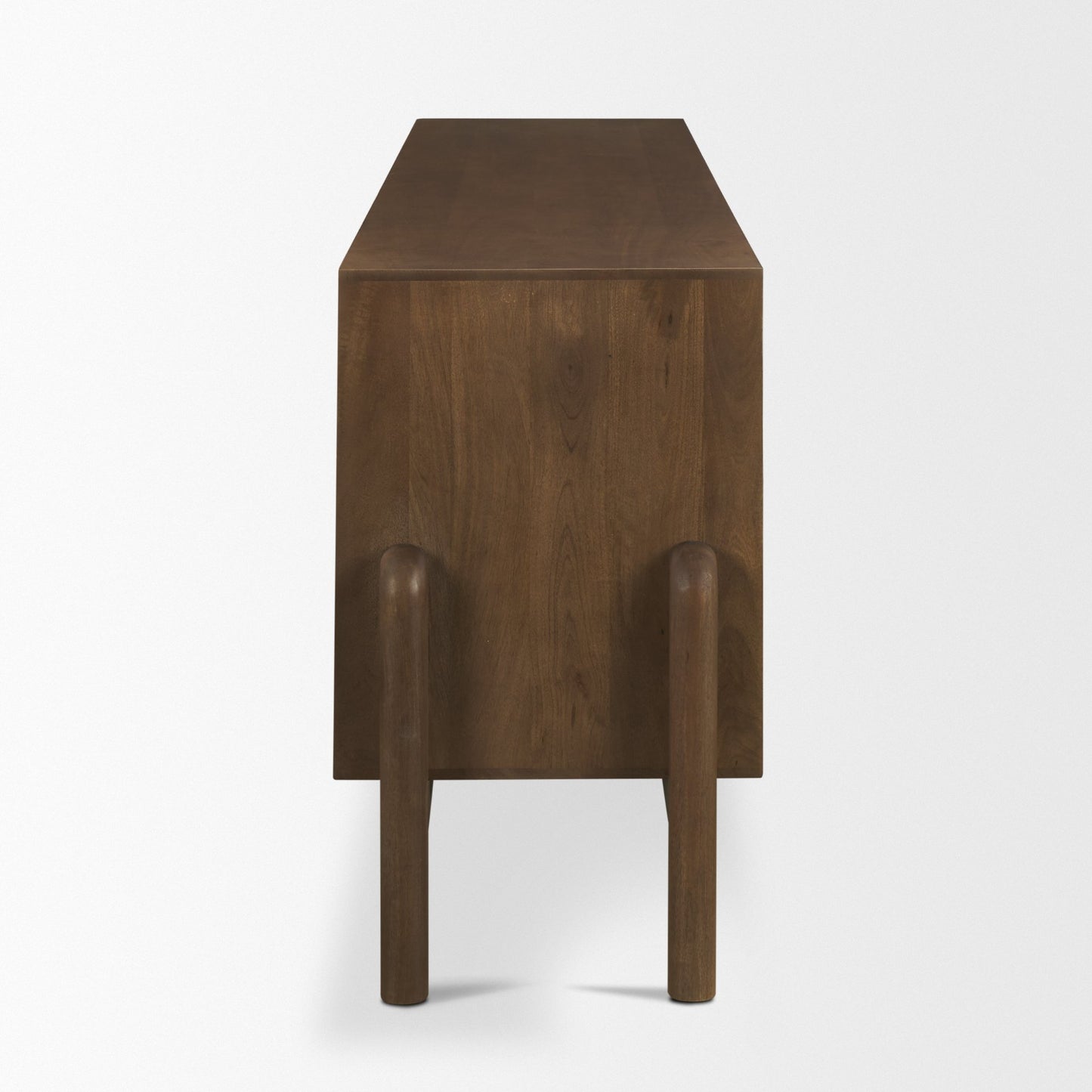 Trellyn Dark Brown Solid Wood 4‑Door Carved Sideboard