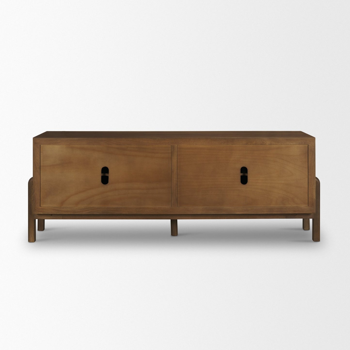 Trellyn Dark Brown Solid Wood 4‑Door Carved Sideboard